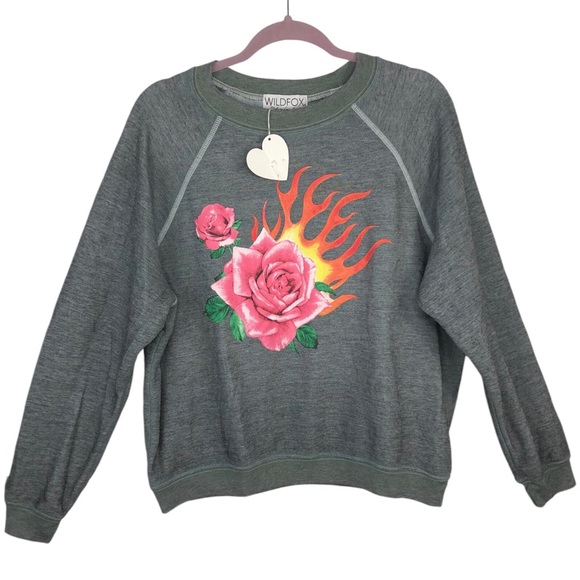 🆕 Wildfox Rose Blaze Graphic Sweatshirt - Picture 6 of 7